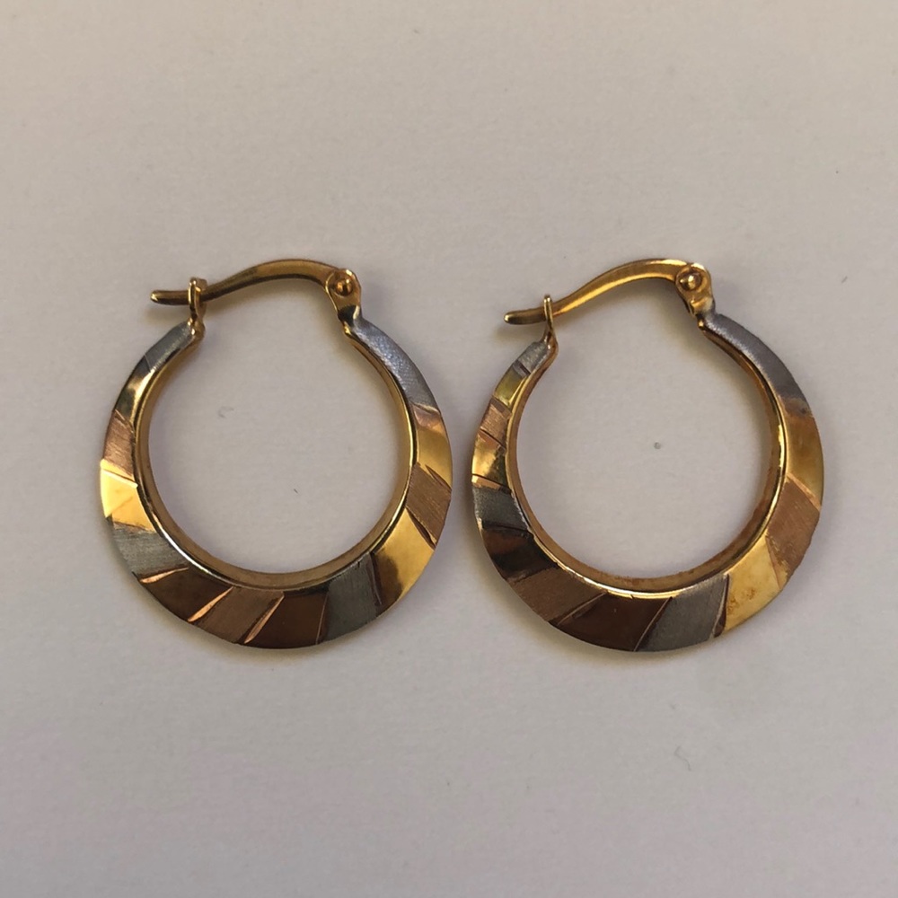 Gold 14k tricolor hoop earrings